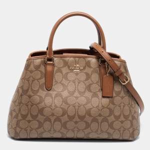 Coach Beige/Brown Signature Coated Canvas and Leather Margot Carryall Satchel