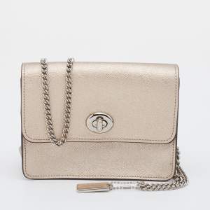 Coach Metallic Beige Leather Bowery Crossbody Bag