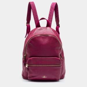 Coach Pink Leather And Nylon Charlie Backpack