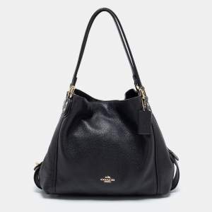 Coach Black Leather Edie Shoulder Bag
