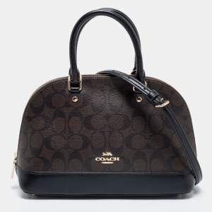 Coach Brown Signature Coated Canvas and Leather Mini Sierra Satchel