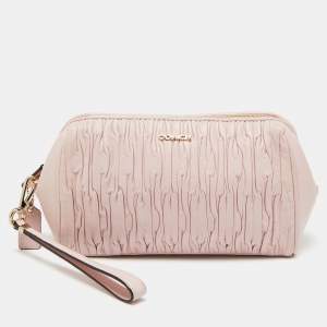 Coach Pink Gathered Leather Wristlet Clutch