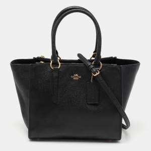 Coach Black Leather Crosby Carryall Double Zip Tote