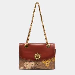 Coach Beige/Brown Signature Coated Canvas and Leather Parker Shoulder Bag