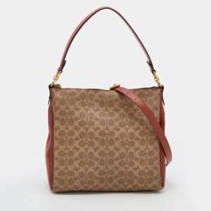 Coach Burnt Orange/Beige Coated Canvas and Leather Shay Shoulder Bag