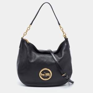 Coach Black Pebbled Leather Elle Hobo