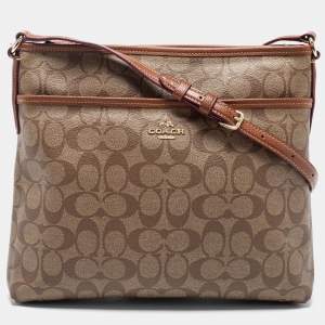 Coach Brown Signature Coated Canvas and Leather File Messenger Bag
