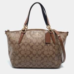 Coach Beige Monogram Canvas Small Kelsey Satchel