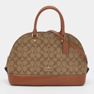 Coach Beige/Tan Signature Coated Canvas and Leather Sierra Satchel