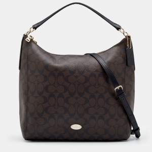 Coach Brown/Black Signature Canvas and Leather Celeste Hobo