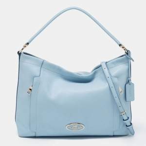 Coach Light Blue Grained Leather Large Scout Hobo