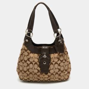 Coach Beige/Brown Signature Canvas and Leather Soho Lynn Hobo