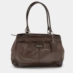 Coach Dark Brown Leather and Patent Tote