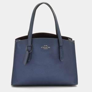 Coach Metallic Navy Blue Leather Avenue Tote