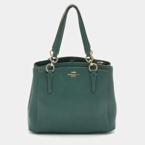 Coach Dark Green Leather Surrey Carryall Tote