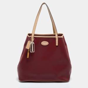 Coach Burgundy/Beige Leather Tote