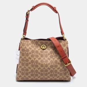 Coach Beige/Brown Signature Coated Canvas and Leather Willow Shoulder Bag