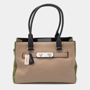 Coach Tricolor Grained Leather Swagger 33 Tote