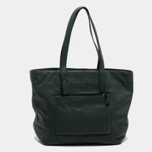 Coach Dark Green Pebbled Leather Front Pocket Tote