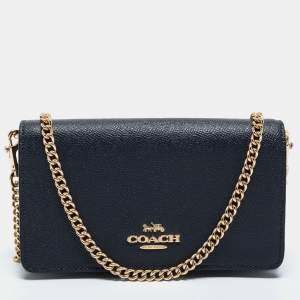 Coach Black Leather Wallet on Chain