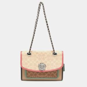 Coach Multicolor Colorblock Signature Coated Canvas and Leather Parker Shoulder Bag