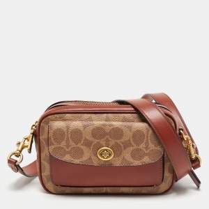 Coach Brown/Beige Coated Canvas and Leather Willow Crossbody Bag