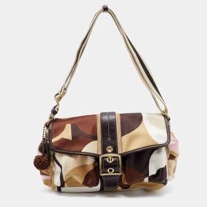 Coach Multicolor Satin and Leather Soho Flap Shoulder Bag