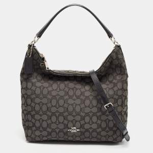 Coach Black Signature Canvas and Leather Celeste Hobo
