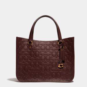 Coach Burgundy Signature Leather Tyler Carryall 28 Tote