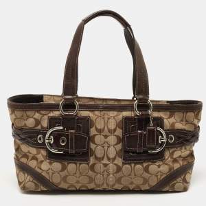Coach Beige/Brown Signature Canvas and Leather Tote