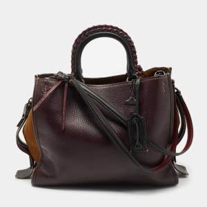 Coach Burgundy/Tan Leather and Suede Rogue Tote