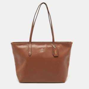 Coach Brown Leather City Top Zip Tote