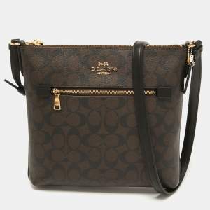 Coach Brown Signature Coated Canvas and Leather Rowan Messenger Bag