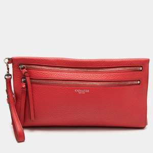 Coach Red Leather Wristlet Clutch