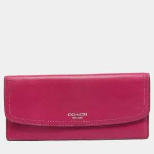 Coach Pink Leather Slim Envelope Continental Wallet
