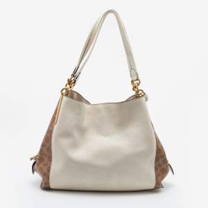 Coach Ivory/Brown Siganature Coated Canvas and Leather Dalton 31 Shoulder Bag