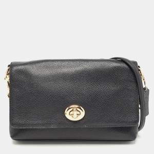 Coach Black Leather Crosstown Turnlock Crossbody Bag