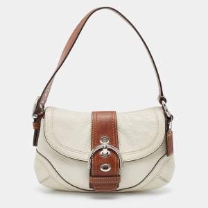 Coach Off White/Brown Leather Soho Baguette Bag