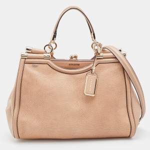 Coach Beige Lizard Embossed Leather Madison Pinnacle Carrie Satchel