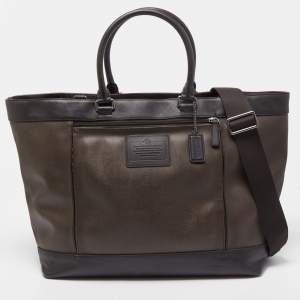 Coach Two Tone Brown Coated Canvas and Leather Shopper Tote