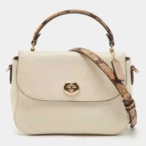 Coach Cream Leather Marlie Top Handle Bag