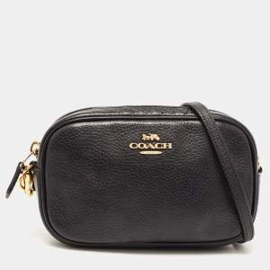 Coach Black Leather Camera Crossbody Bag 