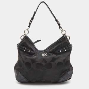Coach Black Canvas and Leather Hobo