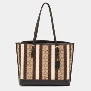 Coach Chalk Signature Coated Canvas and Leather Mollie Tote Bag