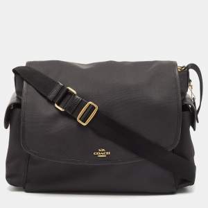 Coach Black Nylon and Leather Baby Messenger Bag