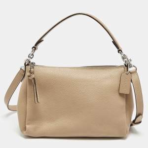 Coach Taupe Pebbled Leather Soft Shay Shoulder Bag