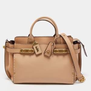 Coach Beige Ombre Leather and Suede Double Swagger Tote