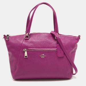 Coach Magenta Pebbled Leather Prairie Satchel