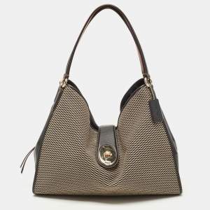 Coach Black/Beige Canvas And Leather Carlyle Shoulder Bag