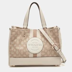 Coach Beige Leather and Canvas Dempsey Carryall Tote